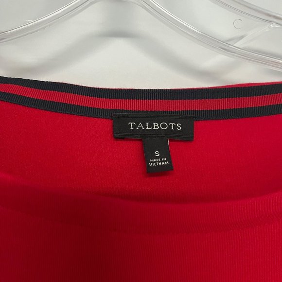 Talbots Round Neck Red Long Sleeve 100% Cotton Sheath Dress Small S - Picture 6 of 9